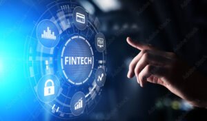 Fintech Financial technology Cryptocurrency investment and digital money. Business concept on virtual screen.